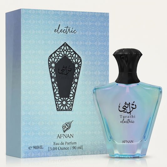 Afnan Turathi Electric Eau de Parfum Spray for Unisex – 3.04 Ounce / 90 ml